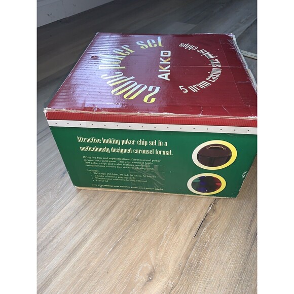 NIB - AKKO 200 Piece 5-gram Heavy Casino Poker Chips Wheel (New) - Picture 5 of 5